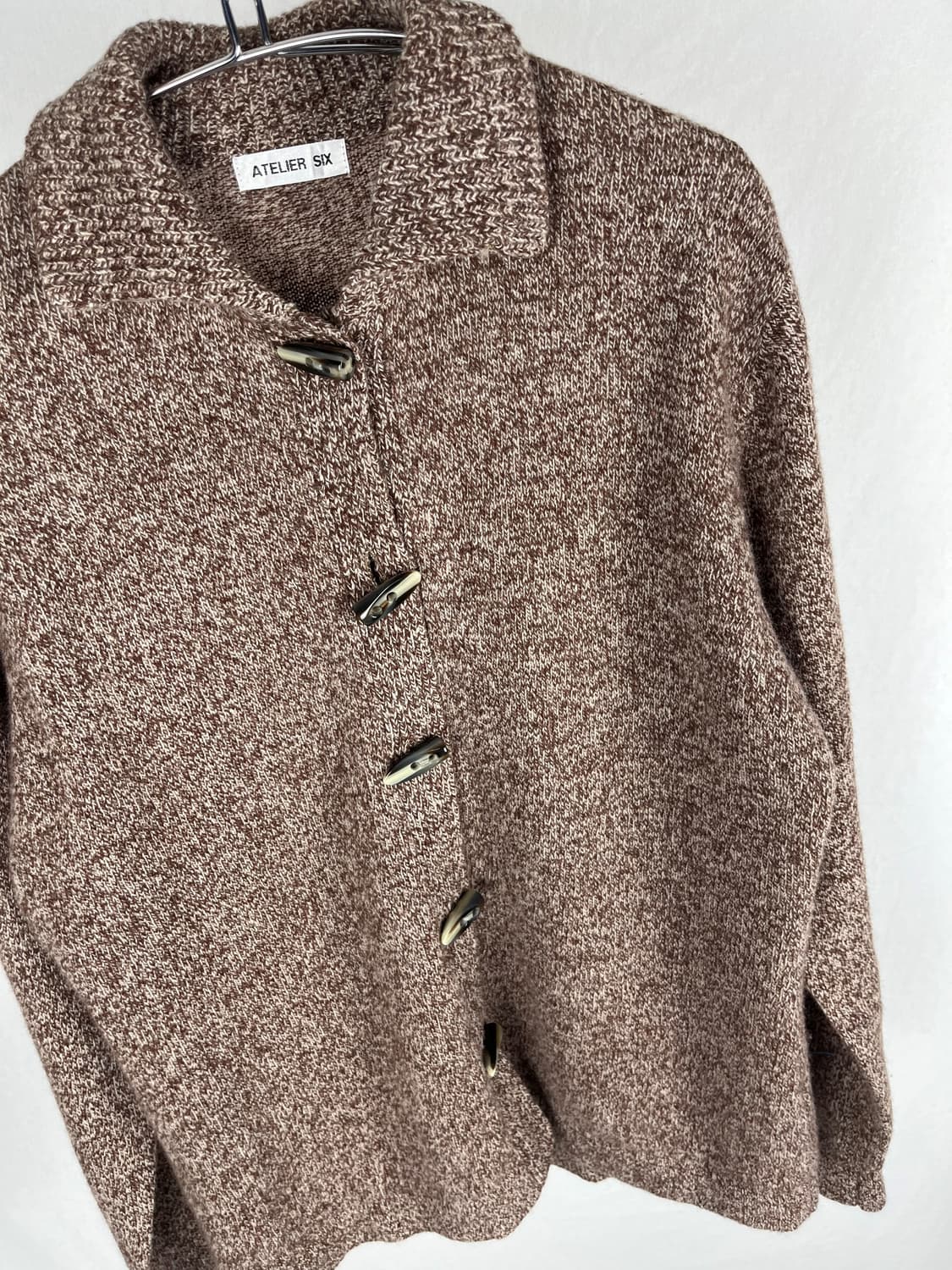 Vintage 소뿔 단추 울 니트 가디건 상품이미지4