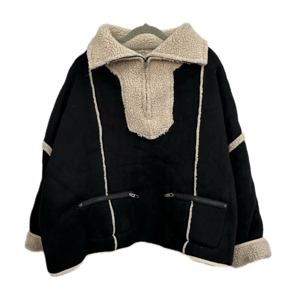 무스탕 양털 폴리스 포인트 오버핏 유니크 스트릿 시크 겨울집업 상품이미지3