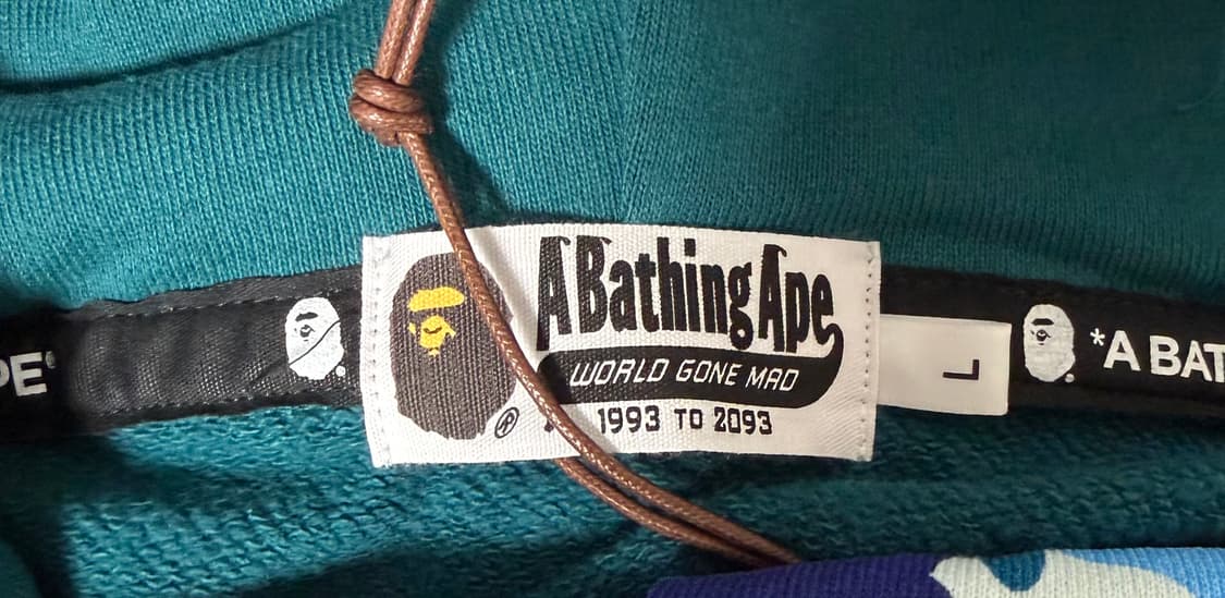 베이프 컬러 카모 샤크 풀 집 더블 후드 그린 (청록) 롱샷 률 착용 상품이미지3