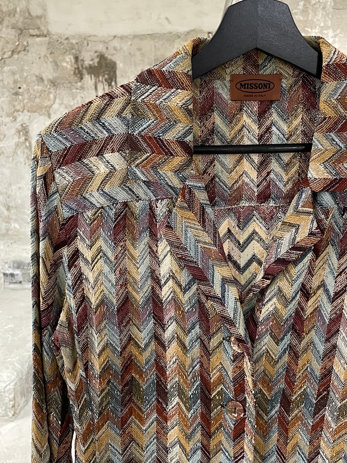 미쏘니 믹스 지그재그 버튼 레이온 카라 셔츠 상품이미지2