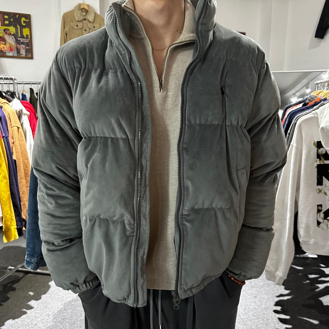 폴로 포니 그레이 벨벳 패딩 상품이미지3