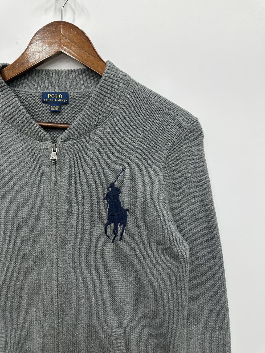 폴로 네이비 빅포니 그레이 니트 집업 상품이미지3