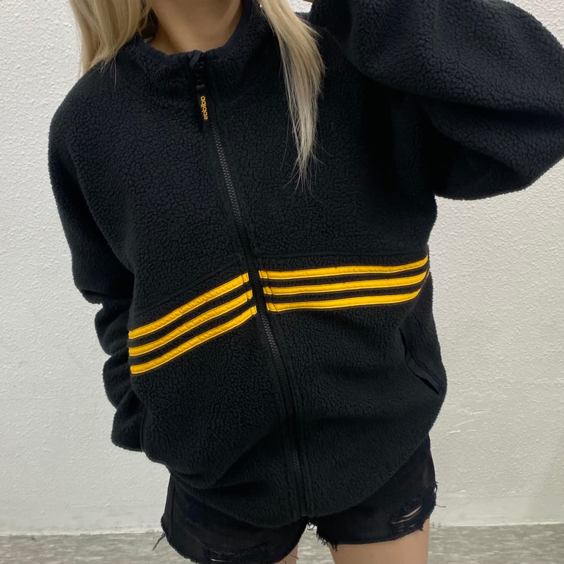 아디다스 옐로우배색 뽀글이 집업 2XL 상품이미지1