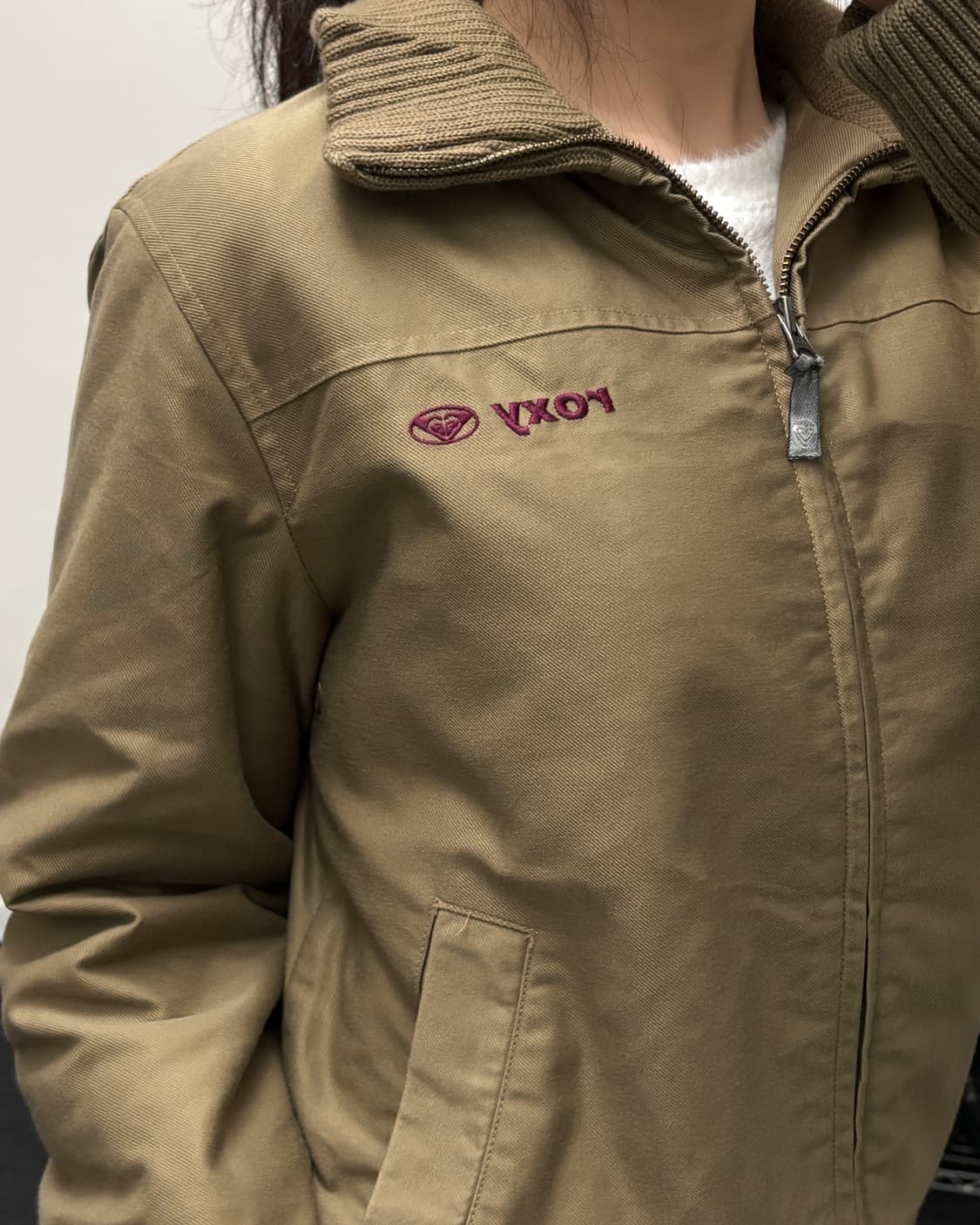 ROXY 베이직 자수로고 코튼 블루종 점퍼 상품이미지3