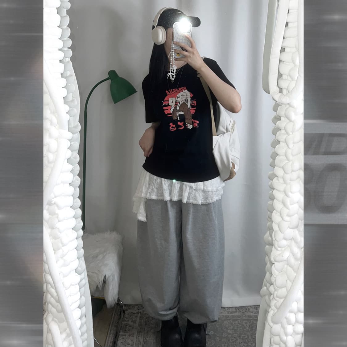 블랙 사무라이 토끼 일본 빈티지 반팔 티셔츠 상품이미지6