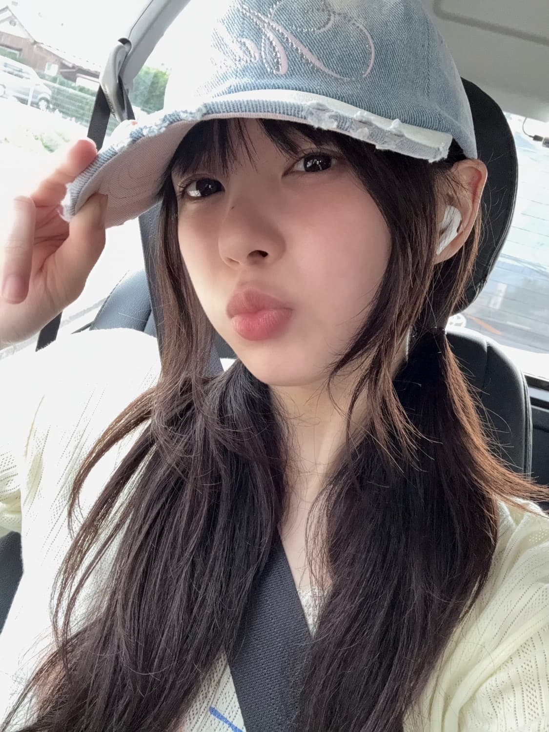 2000 아카이브 모카 데님 큐빅 모자 아일릿 모카 착용 상품이미지3