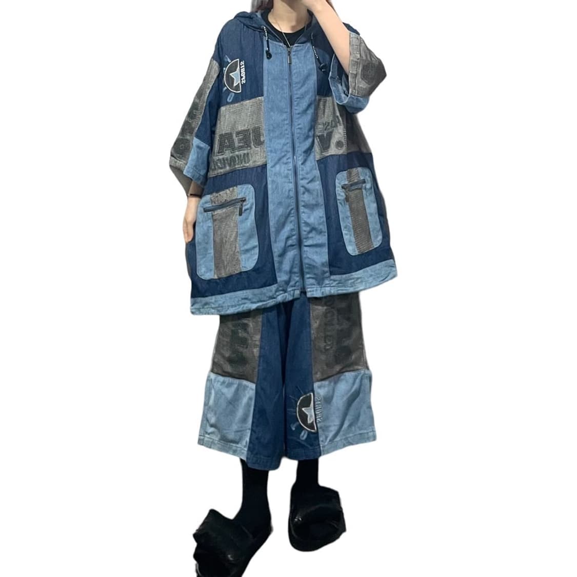 올드스쿨 힙합 데님 셋업 상품이미지1