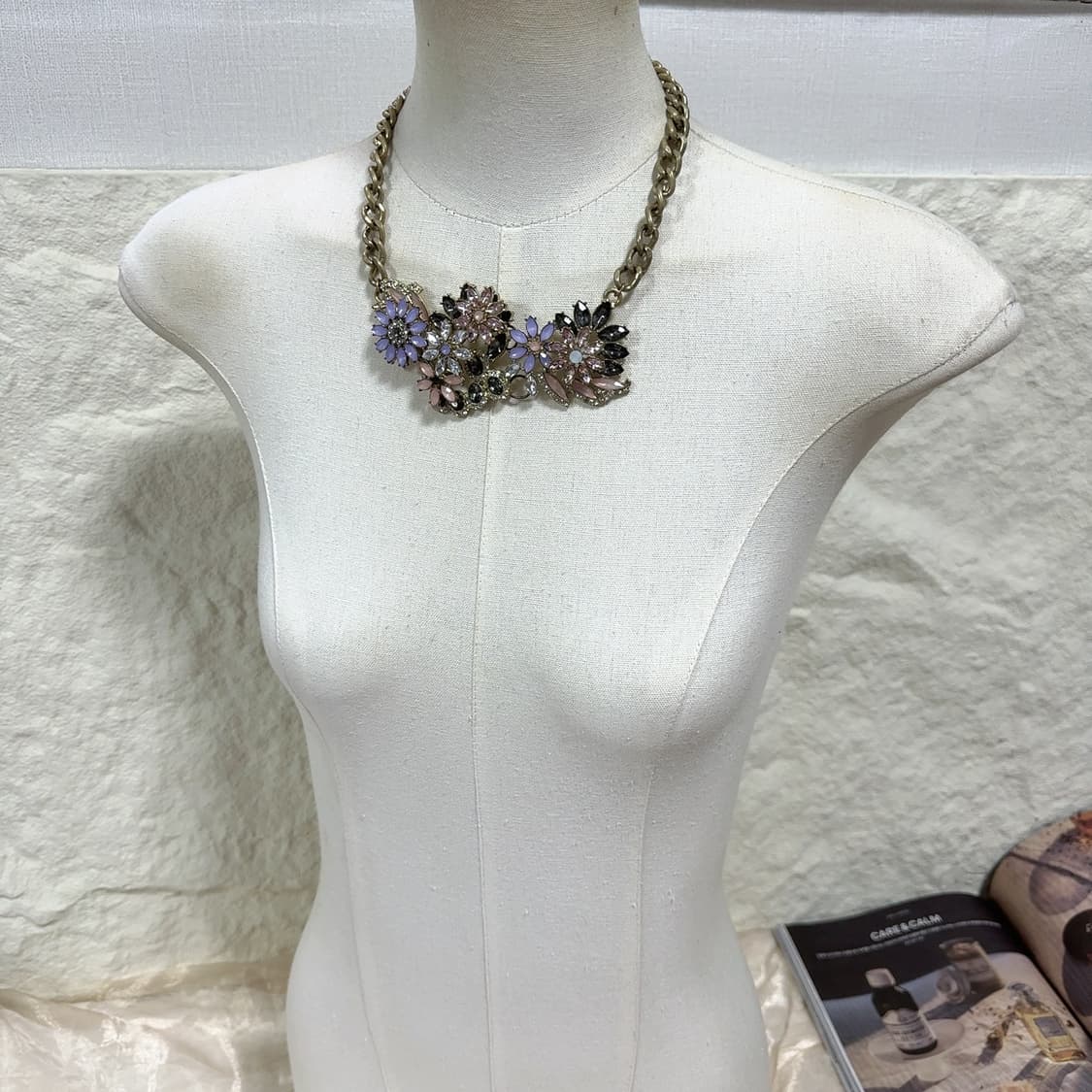 빈티지 플라워 오리엔탈 쿠바체인 목걸이 상품이미지1