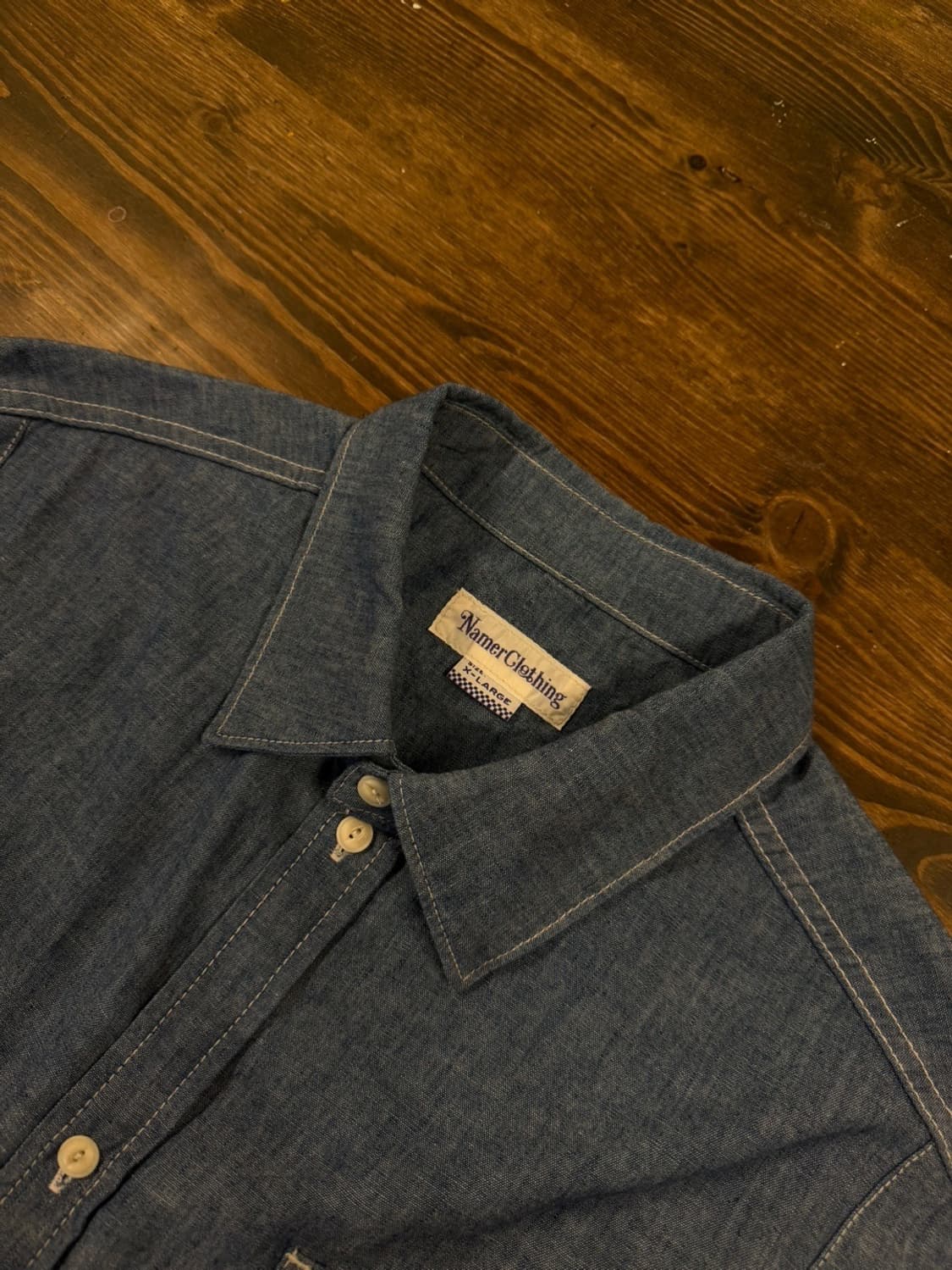 네이머 클로딩 샴브레이 워크셔츠 100~105 상품이미지9