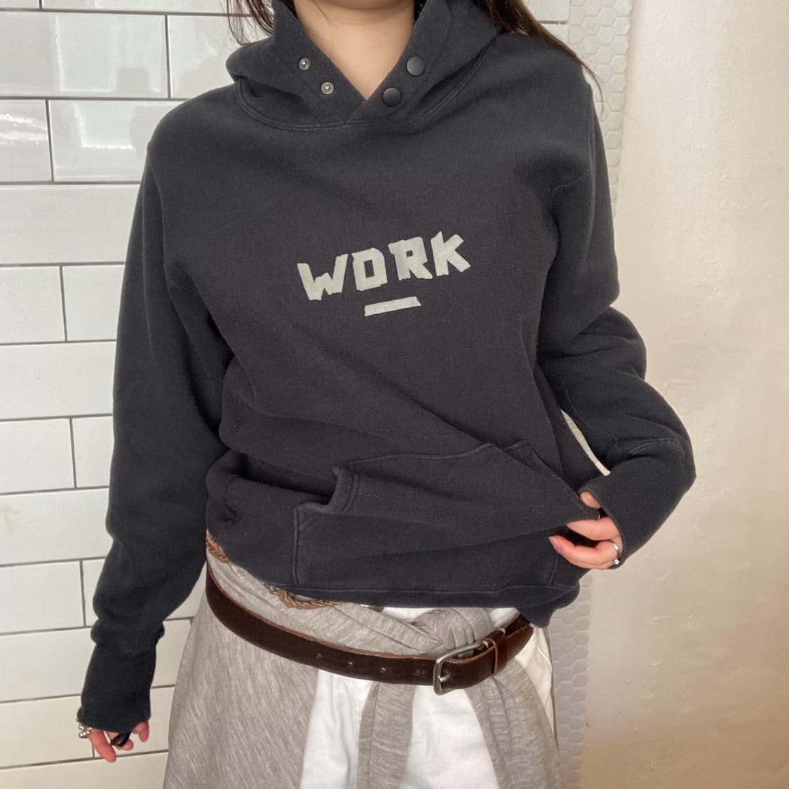 챔피온 리버스위브 블루택 후드 스웨트셔츠 상품이미지4