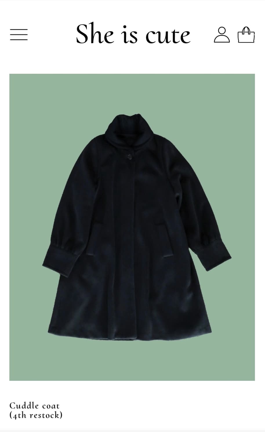 쉬이즈큐트 Cuddle coat 블랙 상품이미지1