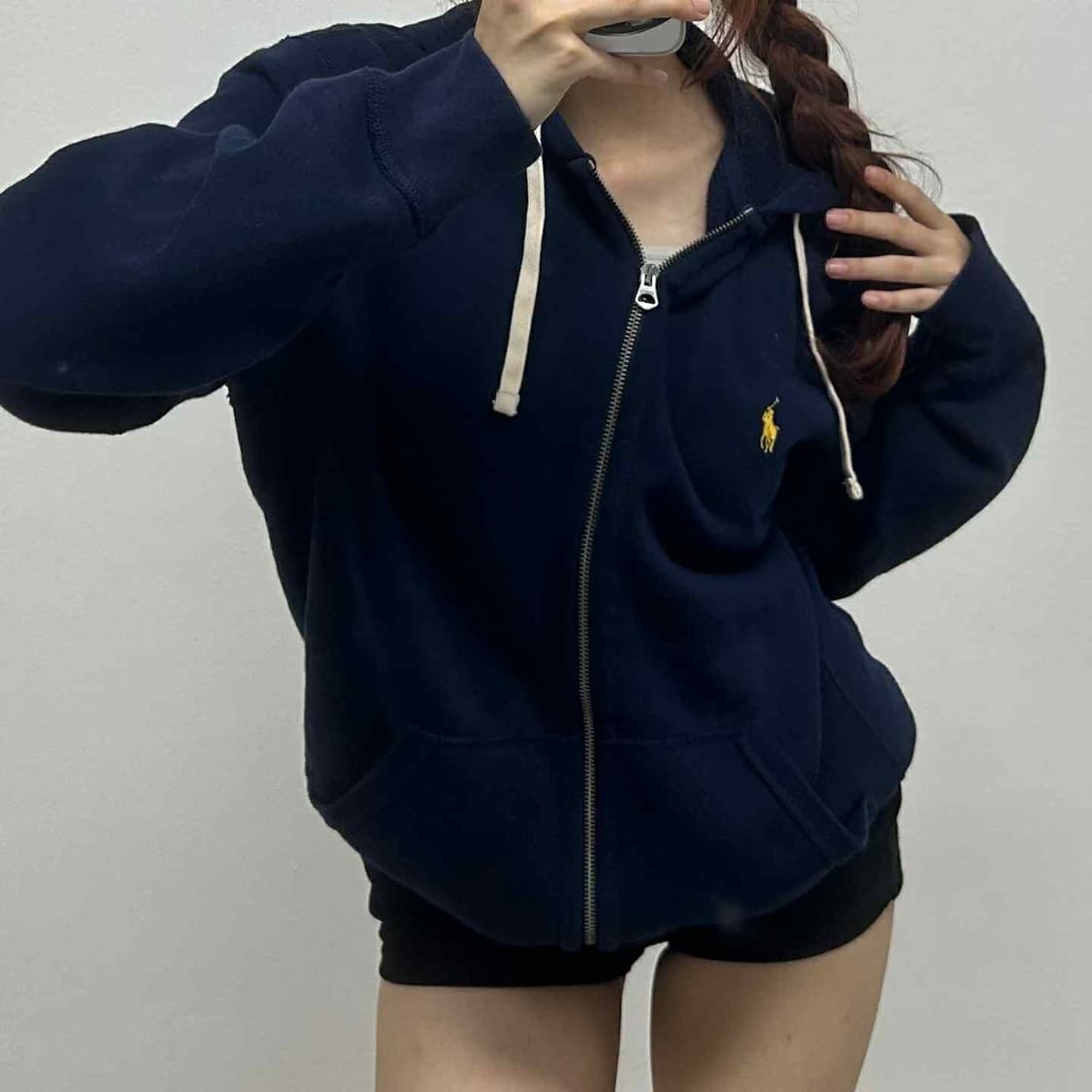 폴로 랄프로렌 네이비 써멀 후드집업 희귀져지(M) 상품이미지1