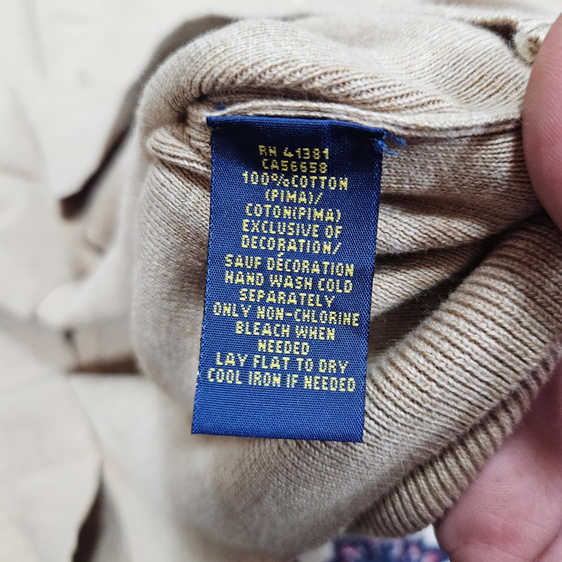 (미사용)폴로랄프로렌 파마코튼 브이넥 스웨터 니트 XL size 상품이미지6