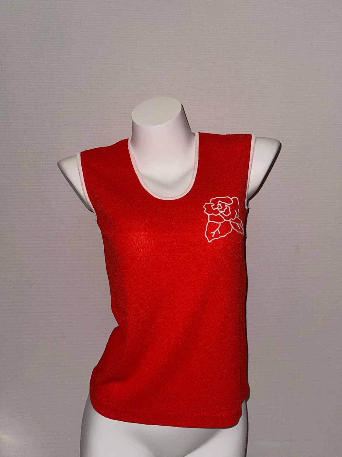 빈티지 링거 레드 로즈 니트 슬리브리스 상품이미지2