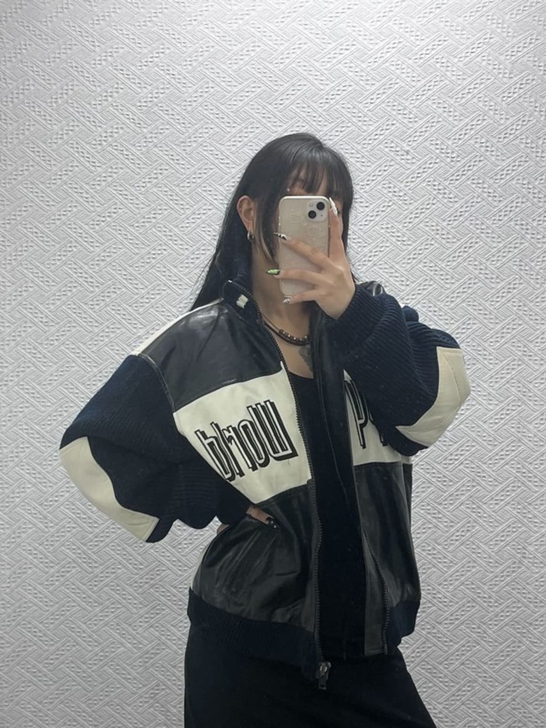 카스텔바작 피넛 키치 스누피 자수 레더 자켓 110 C08805 상품이미지1