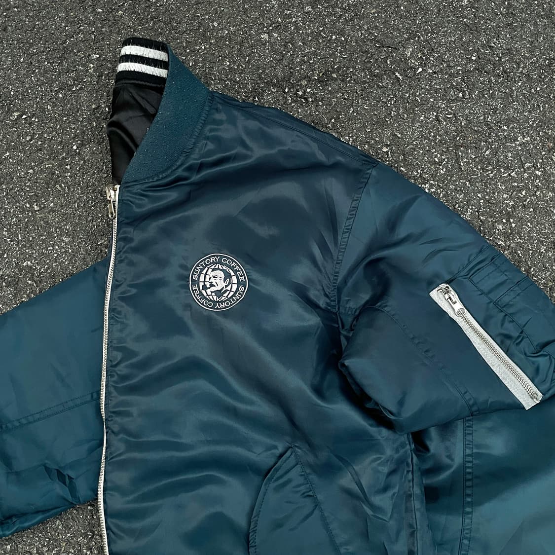 90s 산토리 리버시블 ma-1 항공잠바 올드스쿨 블루종 자켓 L XL 상품이미지6