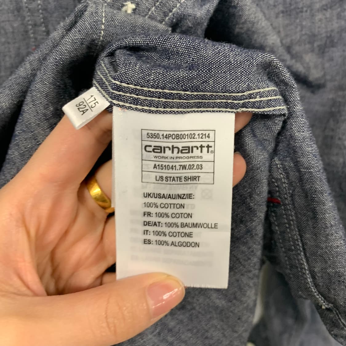 칼하트 wip 샴브레이 데님 셔츠 상품이미지5