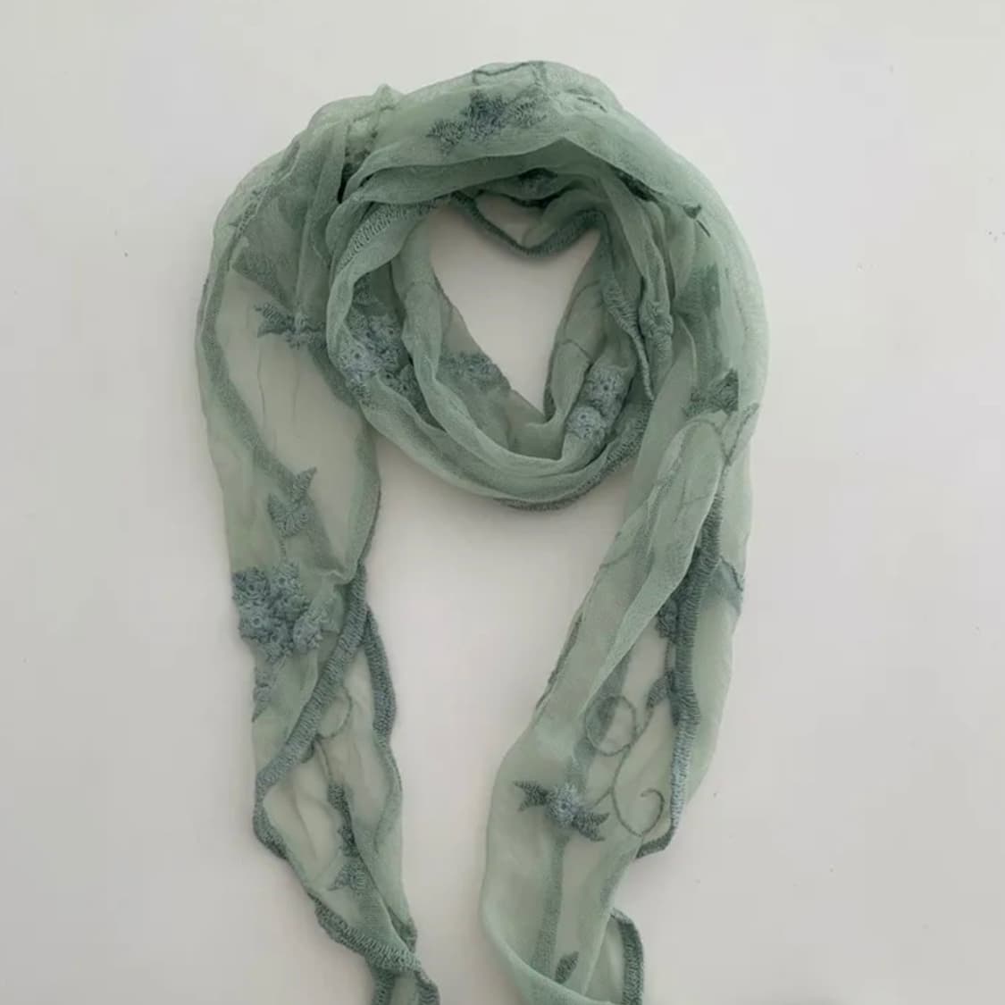 시스루 플라워 레이스 여름 스카프 민트 그린 상품이미지1