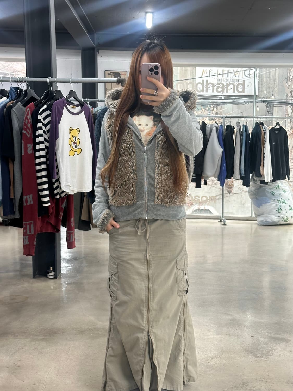 재팬빈티지 Anemone y2k 퍼 리버시블 후드자켓 상품이미지4