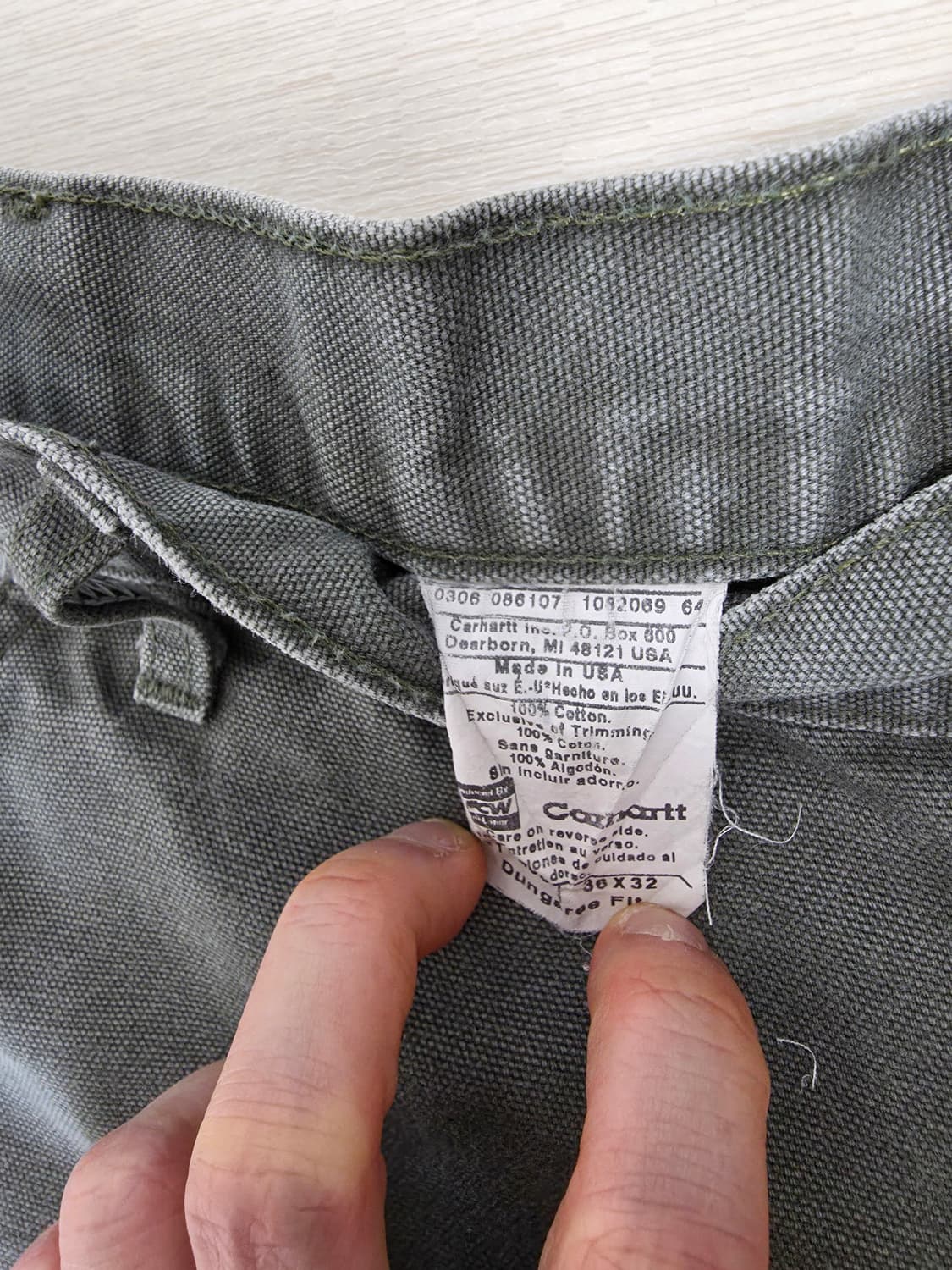 칼하트 모스그린 덩가리 워크 팬츠 (허리36,길이32) 상품이미지2