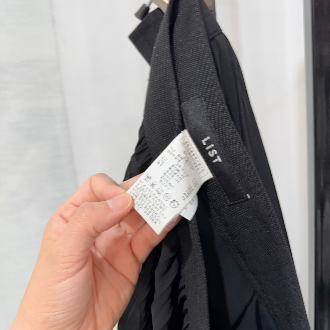 LIST 쉬폰 블랙 플리츠 주름 미디스커트 치마 4462 상품이미지4