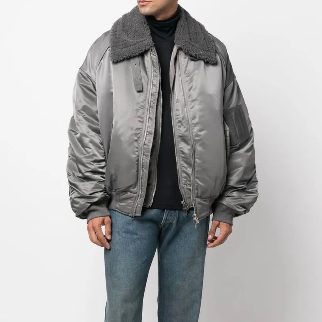 [S+급/48] 준지 무스탕 마원 항공점퍼 자켓 그레이 상품이미지9