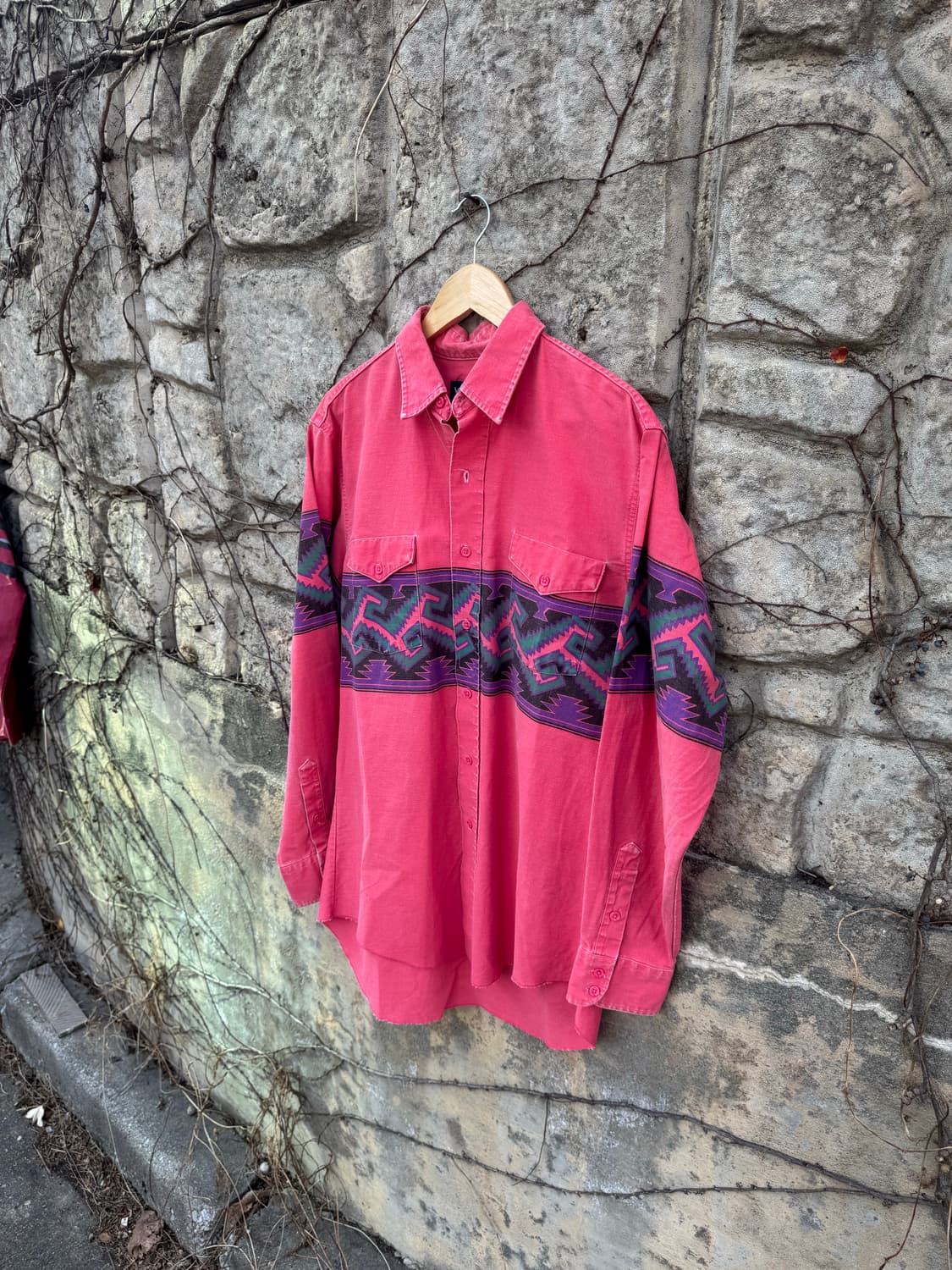 90s 랭글러 빈티지 브러쉬포퍼 아즈텍 웨스턴 셔츠  상품이미지3