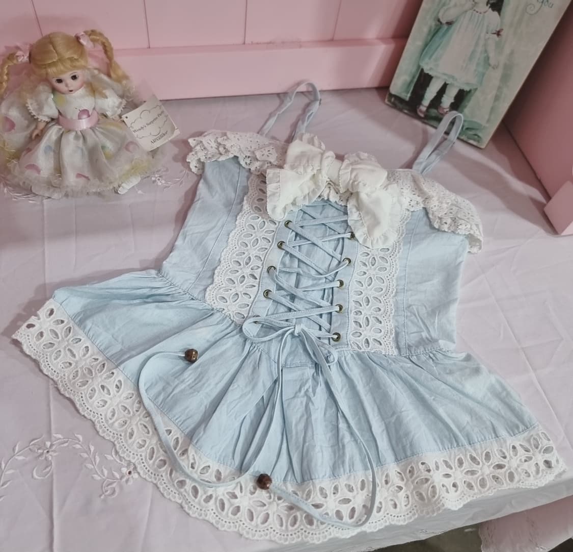 리즈리사(LIZ LISA) 연청 레이스 코르셋 탑 상품이미지1