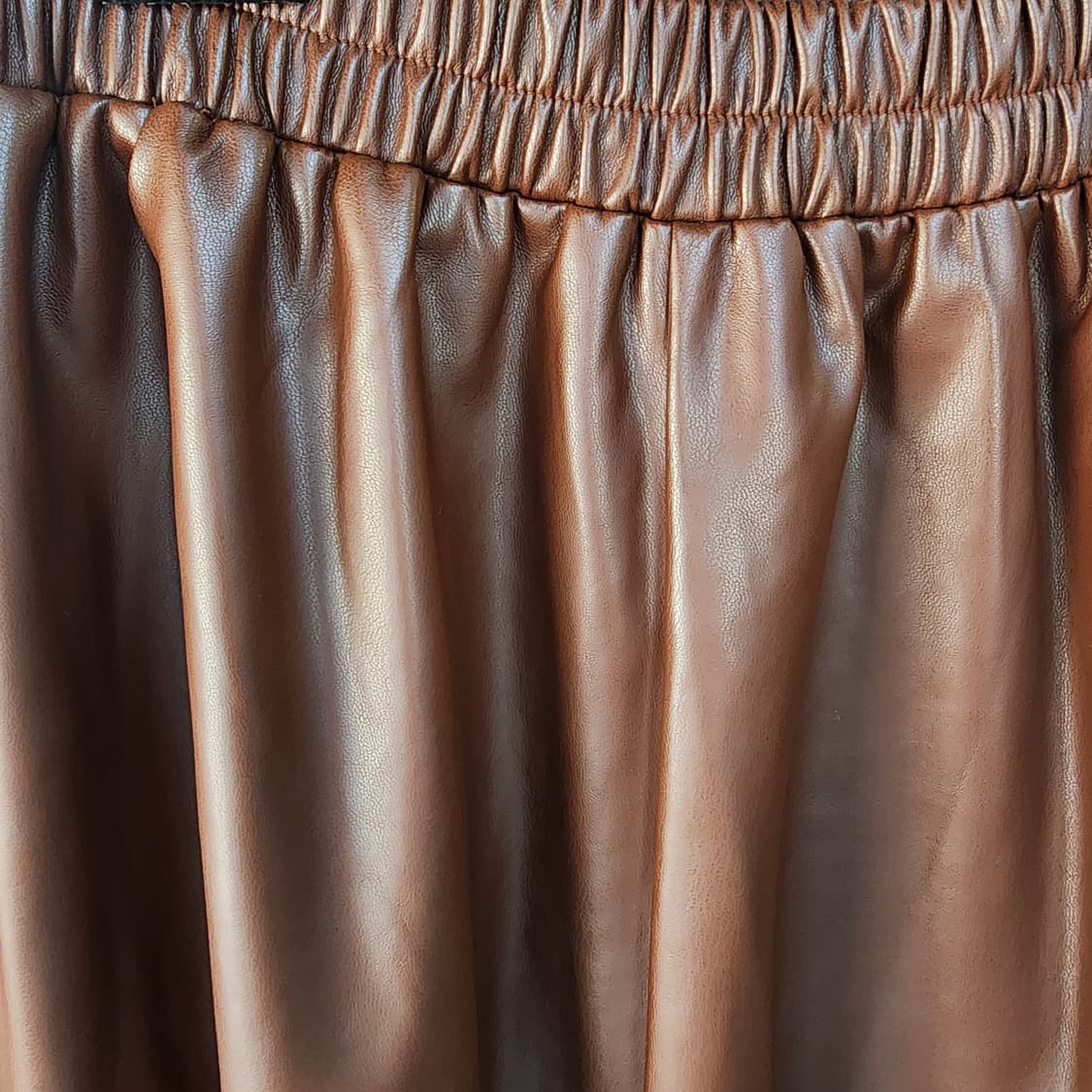 브라운 레더 레이스 롱 스커트 상품이미지3