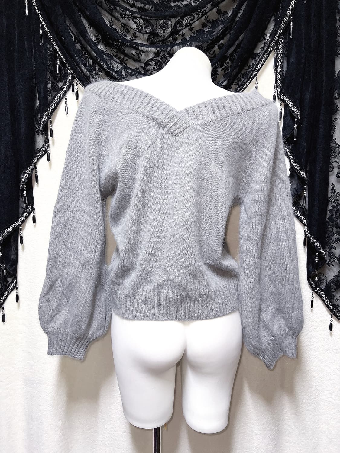 로맨틱갸루 로걀탑 브이넥 오프숄더 앙고라니트 하구미 하치 러블리 상품이미지7