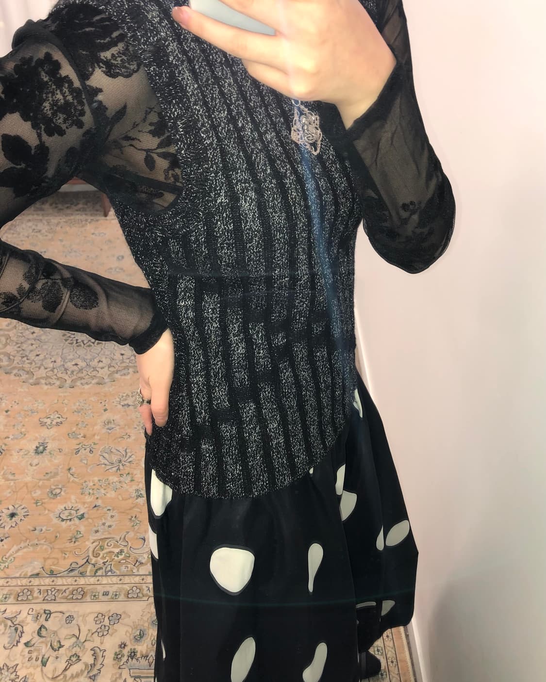 스트라이프 하이넥 니트 나시 상품이미지2