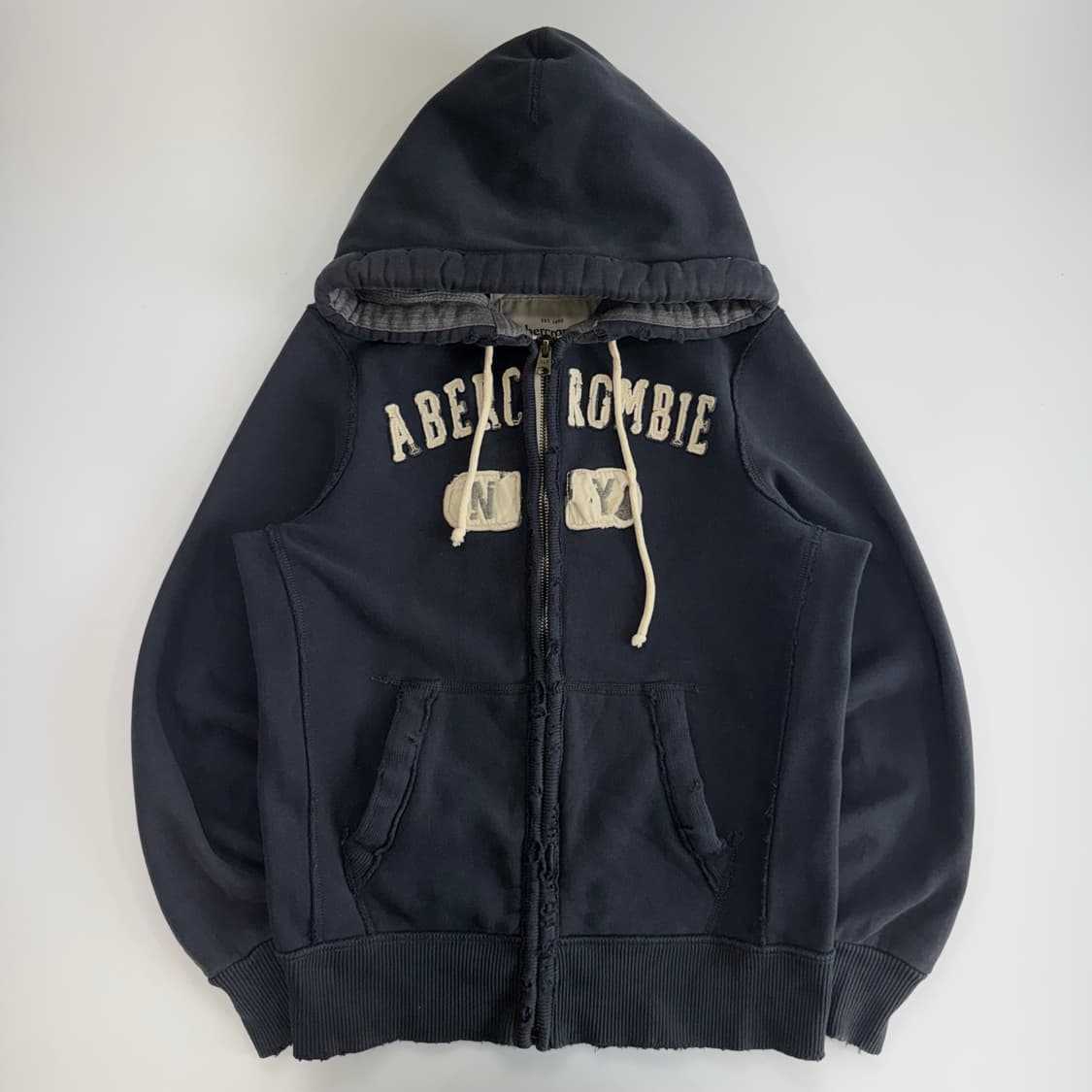 Abercrombie 아베크롬비 스펠아웃로고 네이비 후드집업 상품이미지3