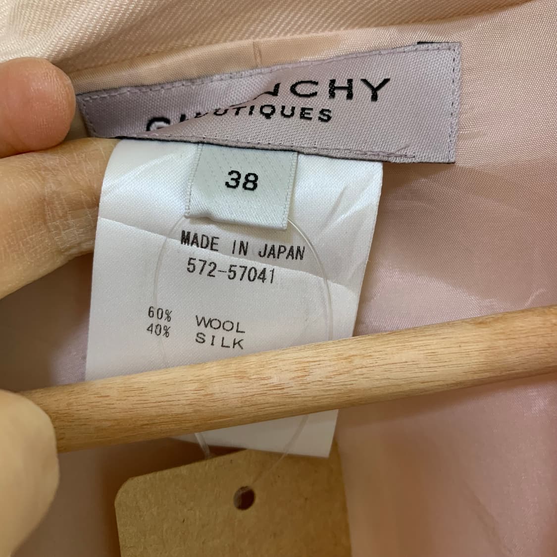 지방시 빈티지 베이비핑크 노카라 원버튼 여성 자켓 38 하객룩 상품이미지7