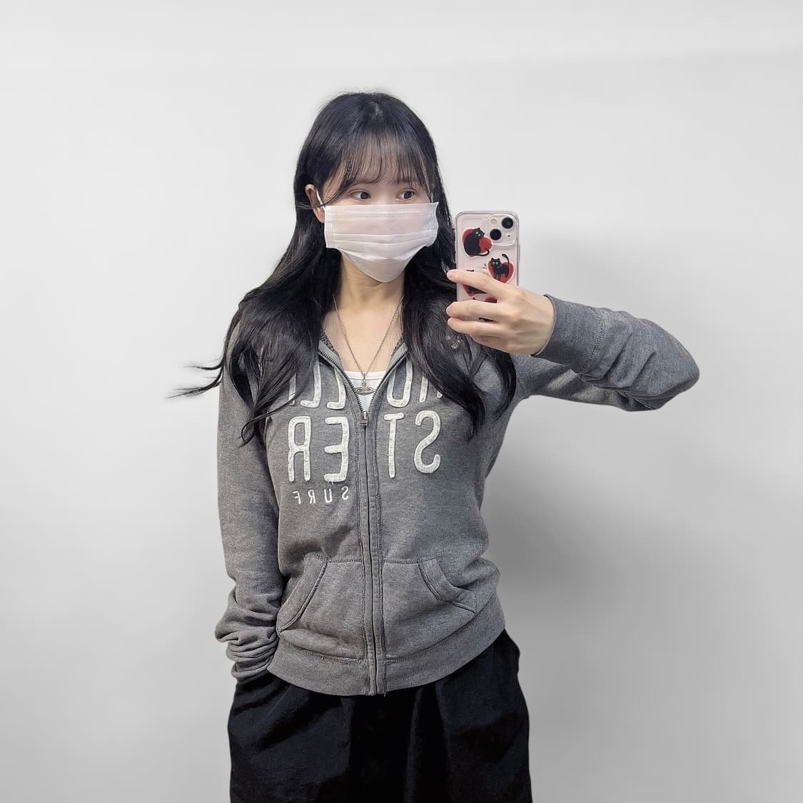 홀리스터 스펠 로고 후드집업 그레이 상품이미지1