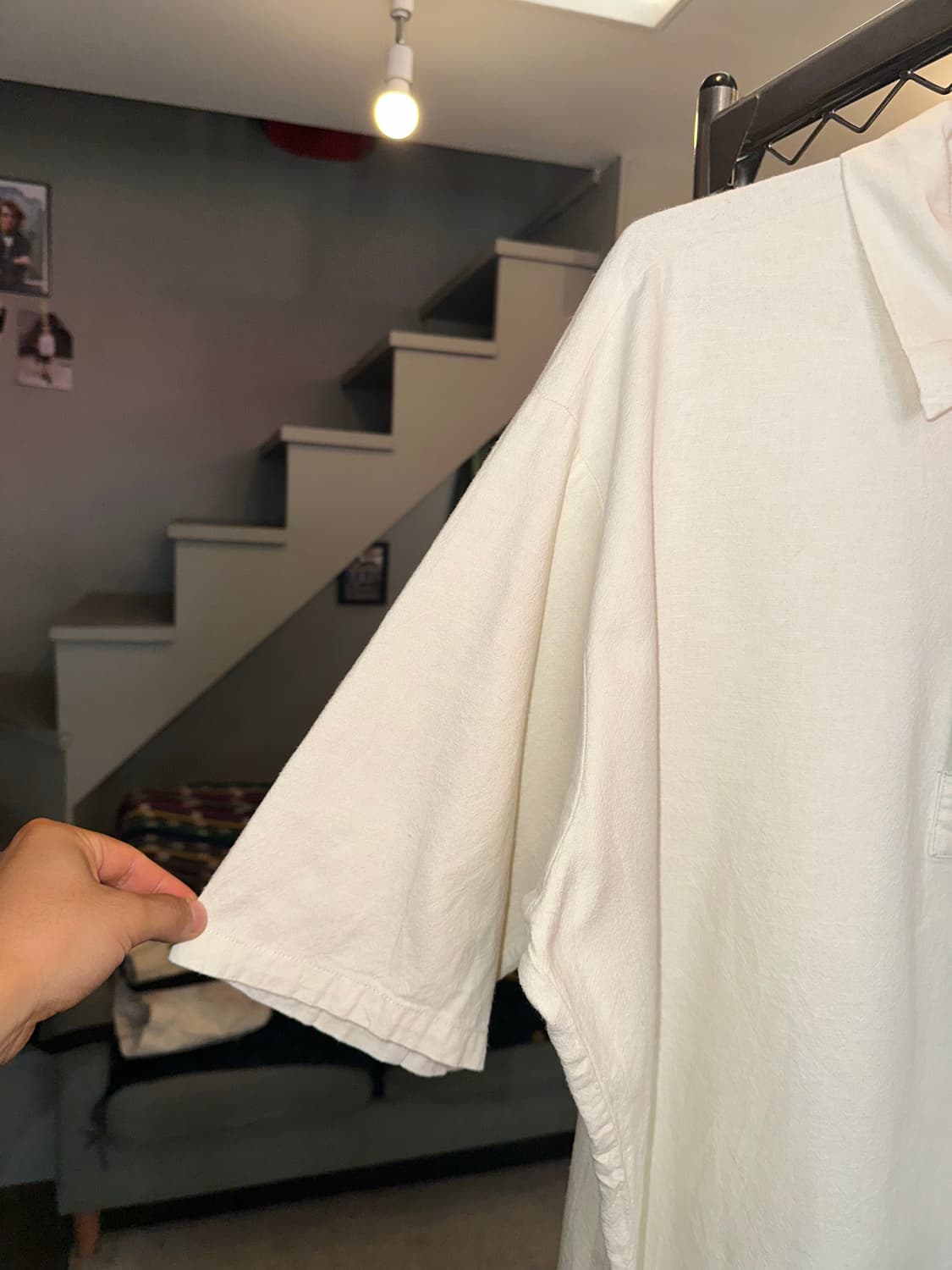 Beams henry-neck material short shirt 상품이미지5