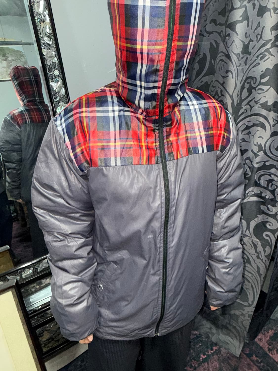 리버시블 체크 포인트 양면 패딩 상품이미지5