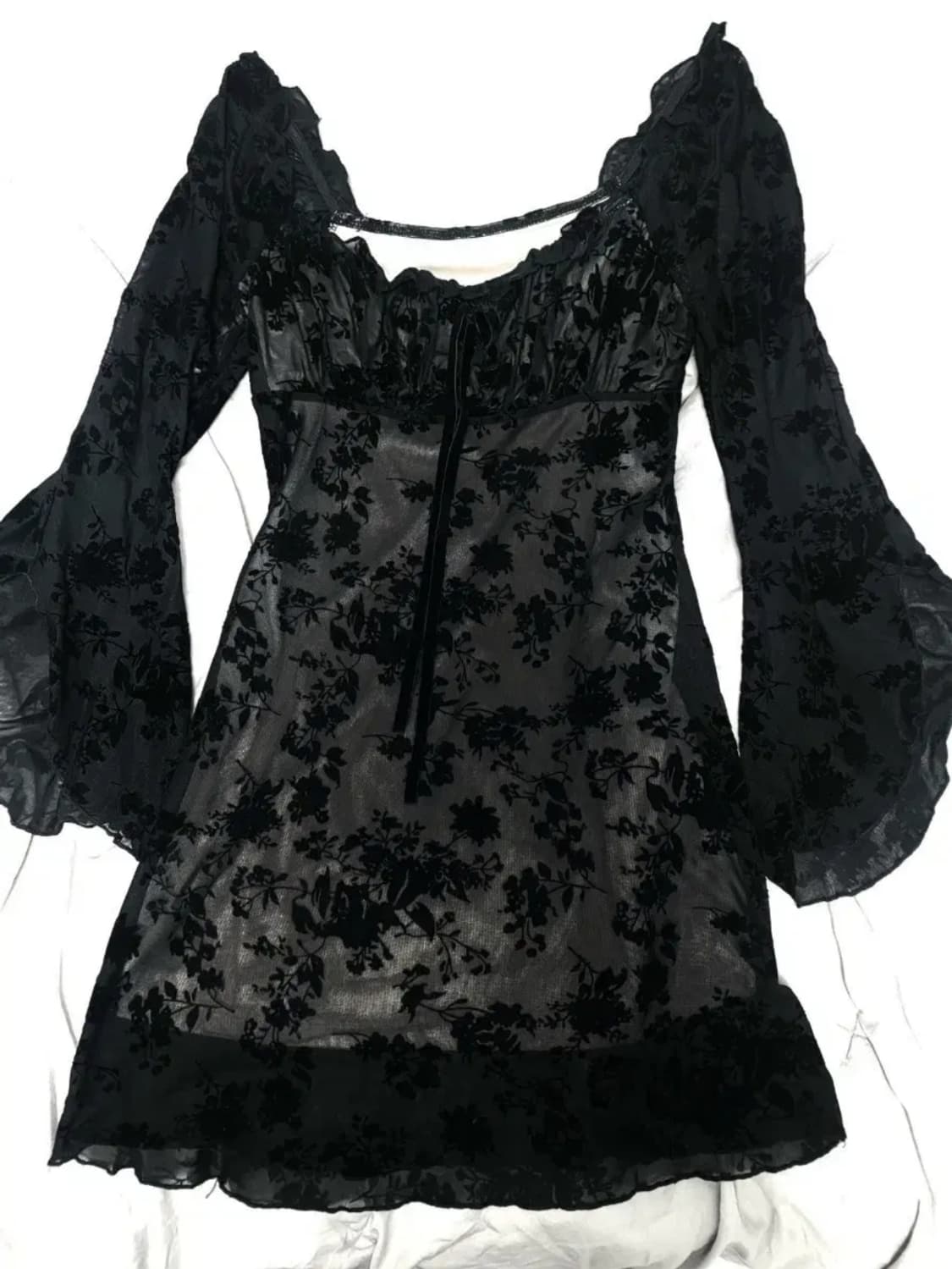 쉬폰 벨벳 고스로리 원피스 상품이미지1