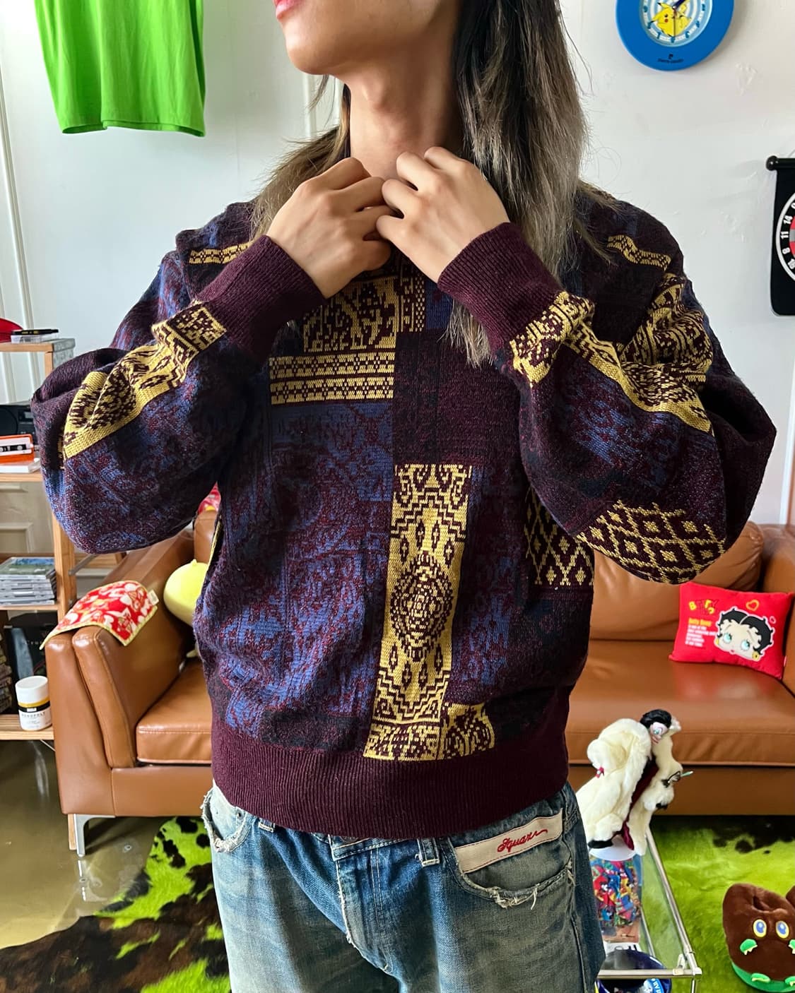 -1990s JPN Vintage Antique Graphic Knit 상품이미지2