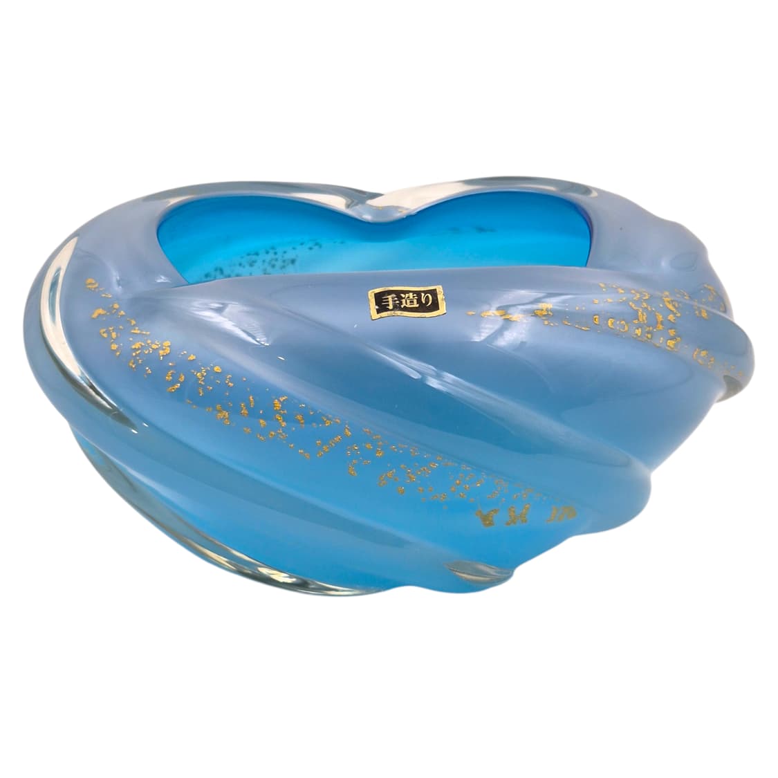 80s 이와츠 핸드블로운 스윌 아쿠아 금박 화병 상품이미지3