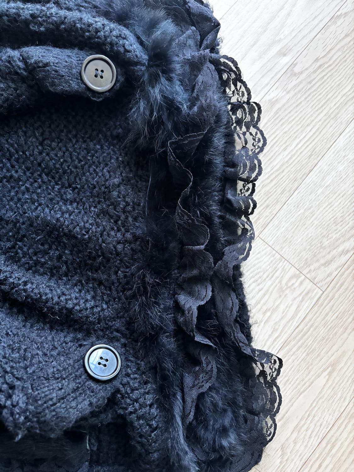 고딕펑크 롱 니트 퍼가디건 상품이미지7