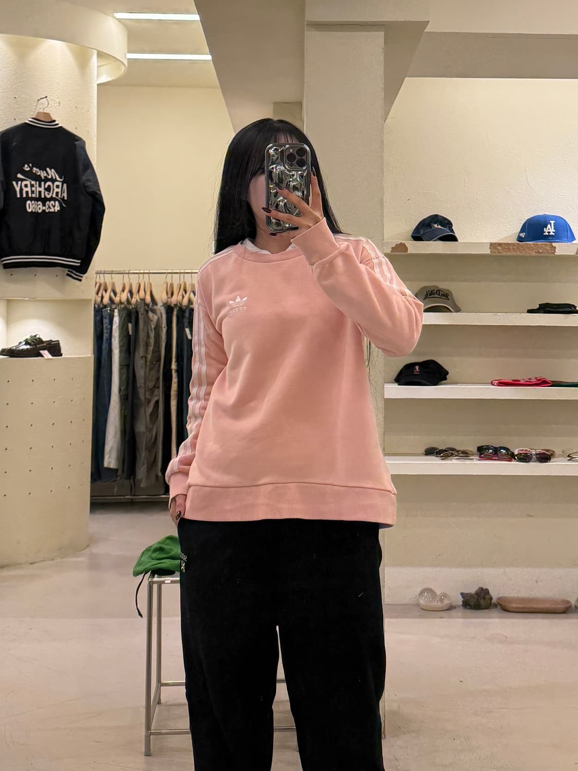 아디다스 오리지널 핑크 3라인 맨투맨 U1106 상품이미지1