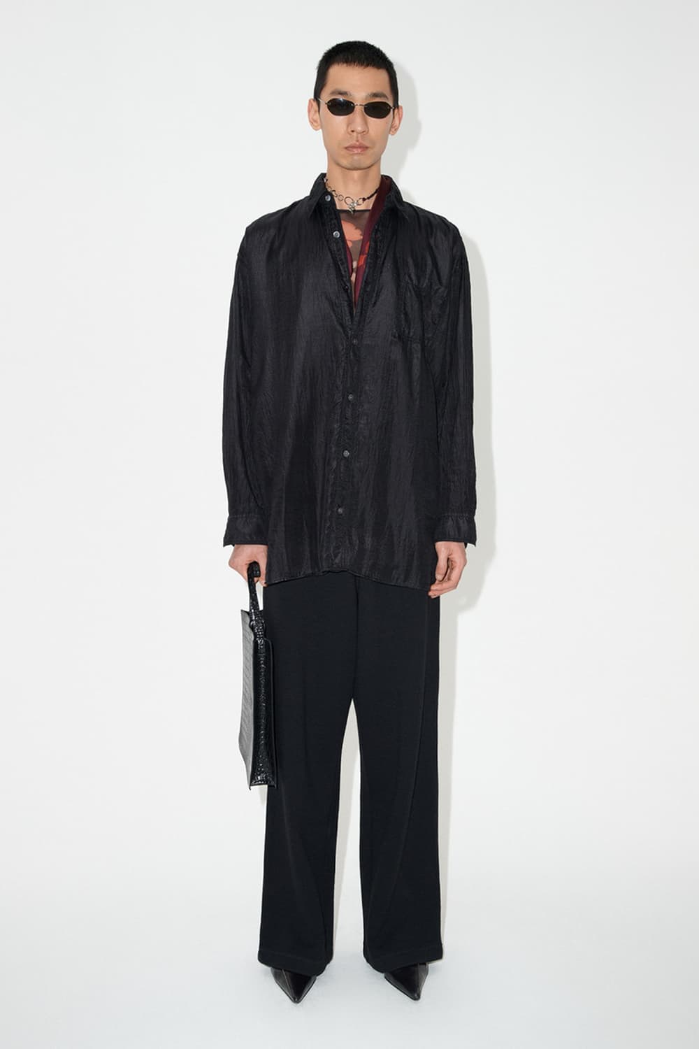 아워레가시 달링 셔츠 블랙 코튼 실크 36사이즈 상품이미지4