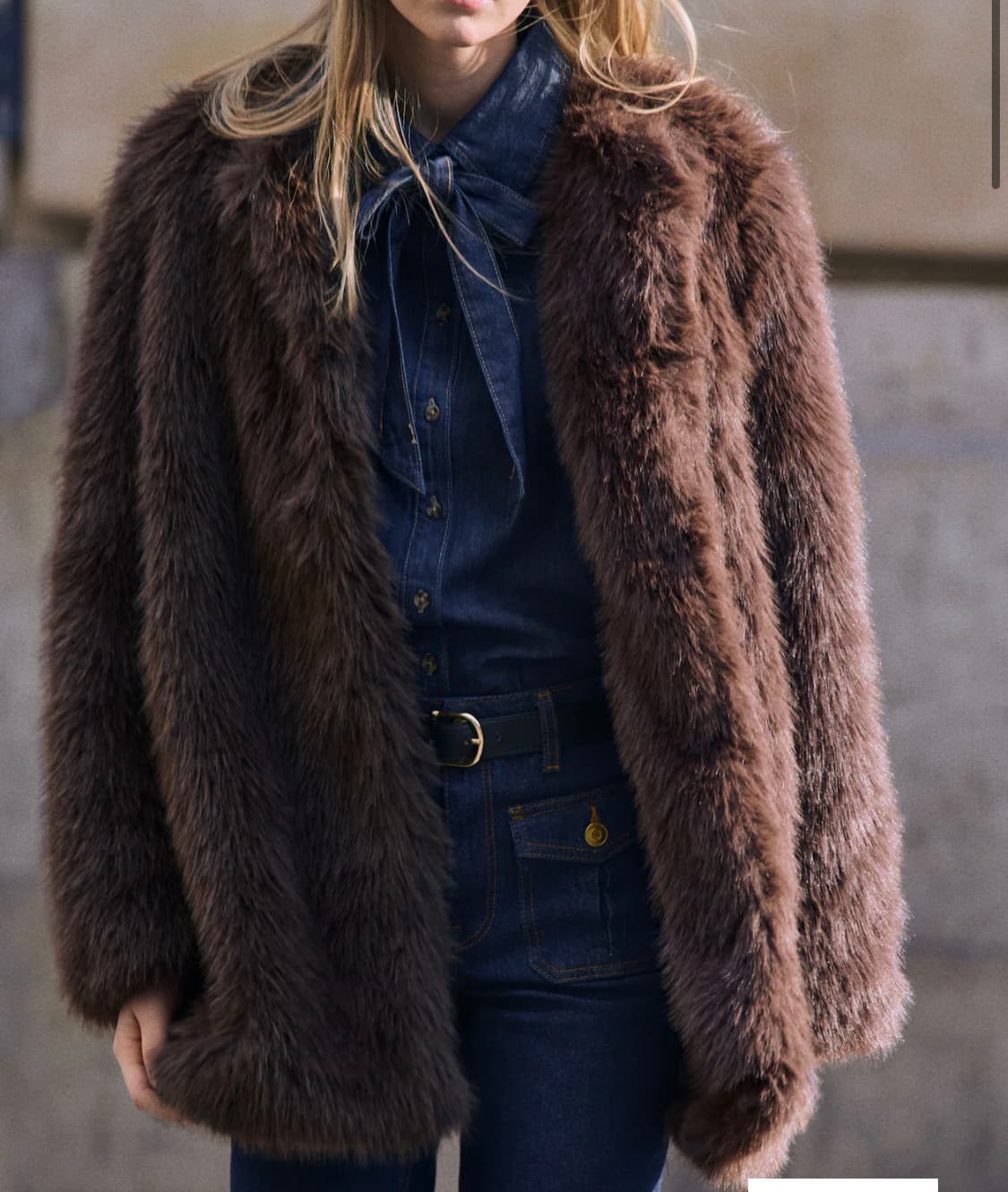 (오늘만급처)에첸엠 여성 플러피코트 다크브라운 S 새상품 상품이미지1