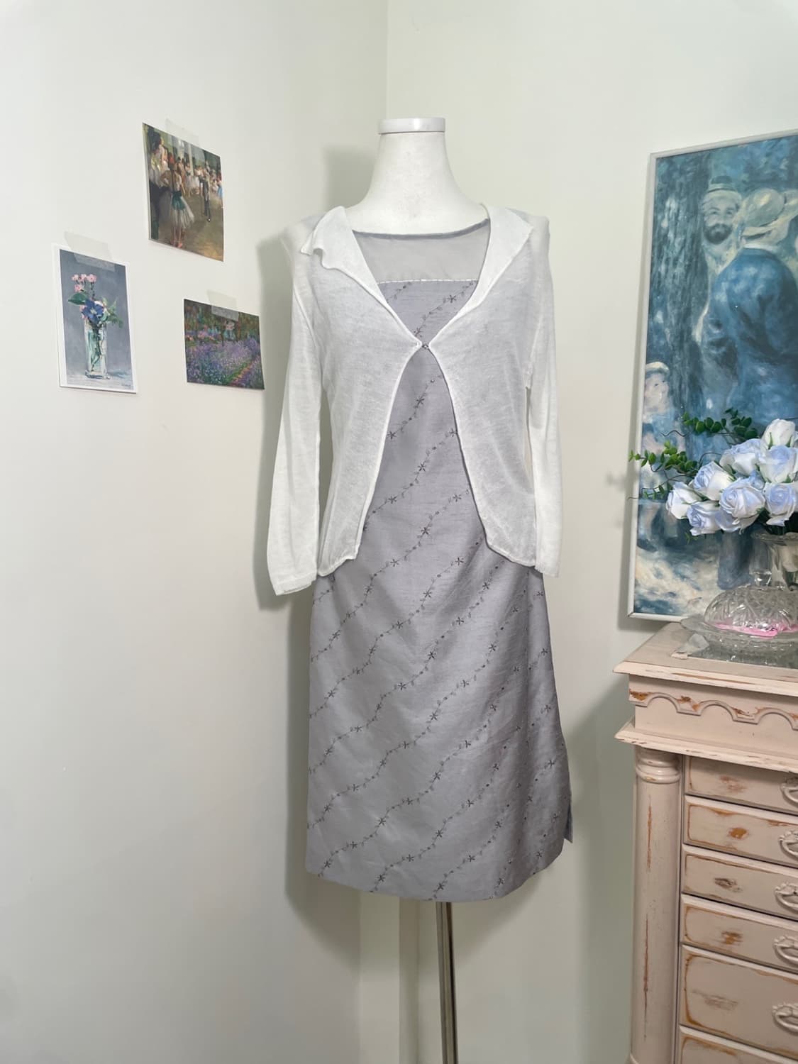 white one-button summer cardigan 상품이미지2