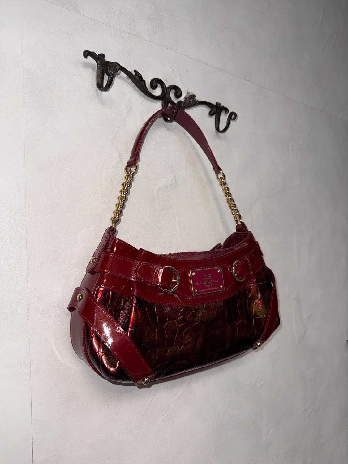 Balenciaga burgundy embossing 숄더백 상품이미지2