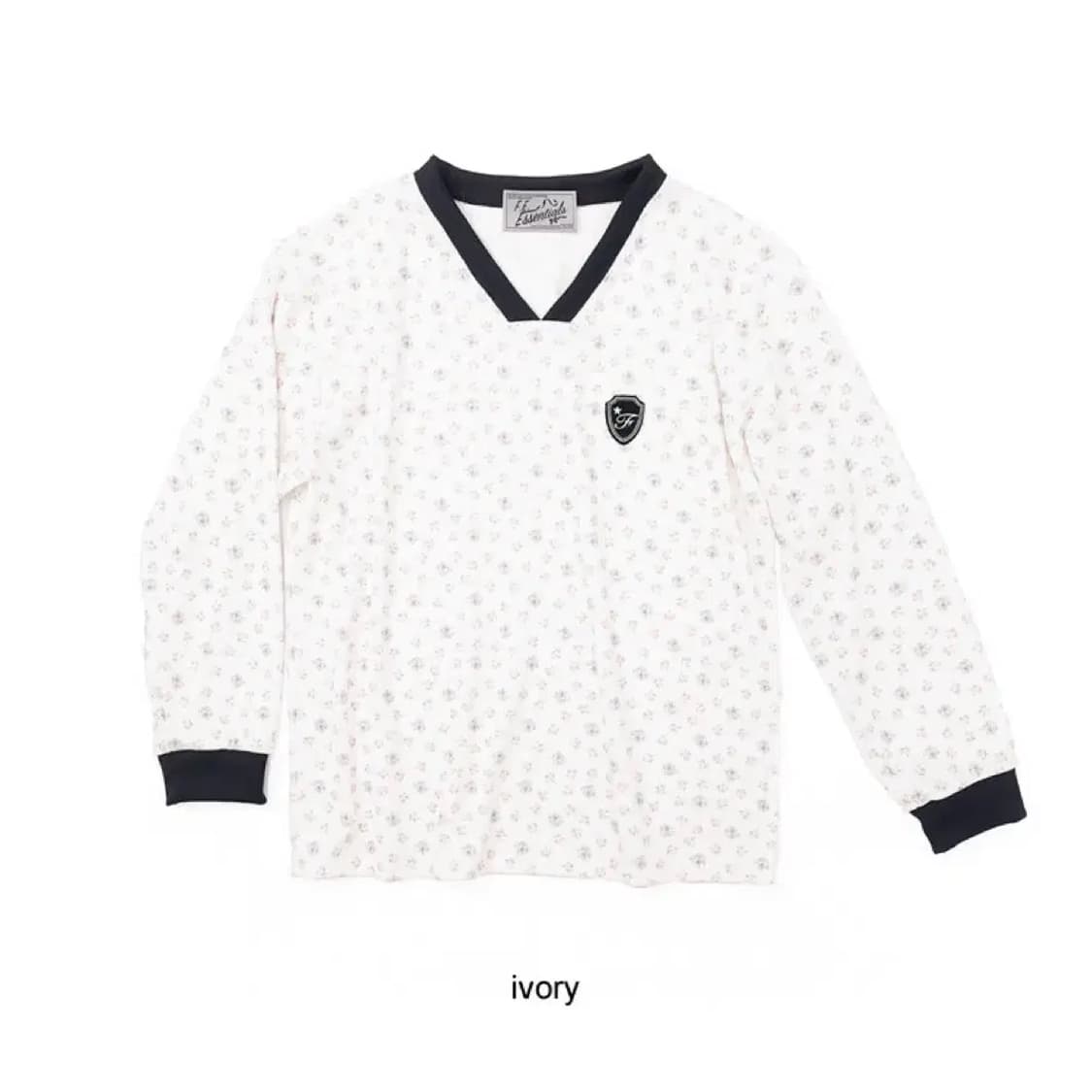샵페어리 테리티셔츠 V neck flower terry shirt 상품이미지1