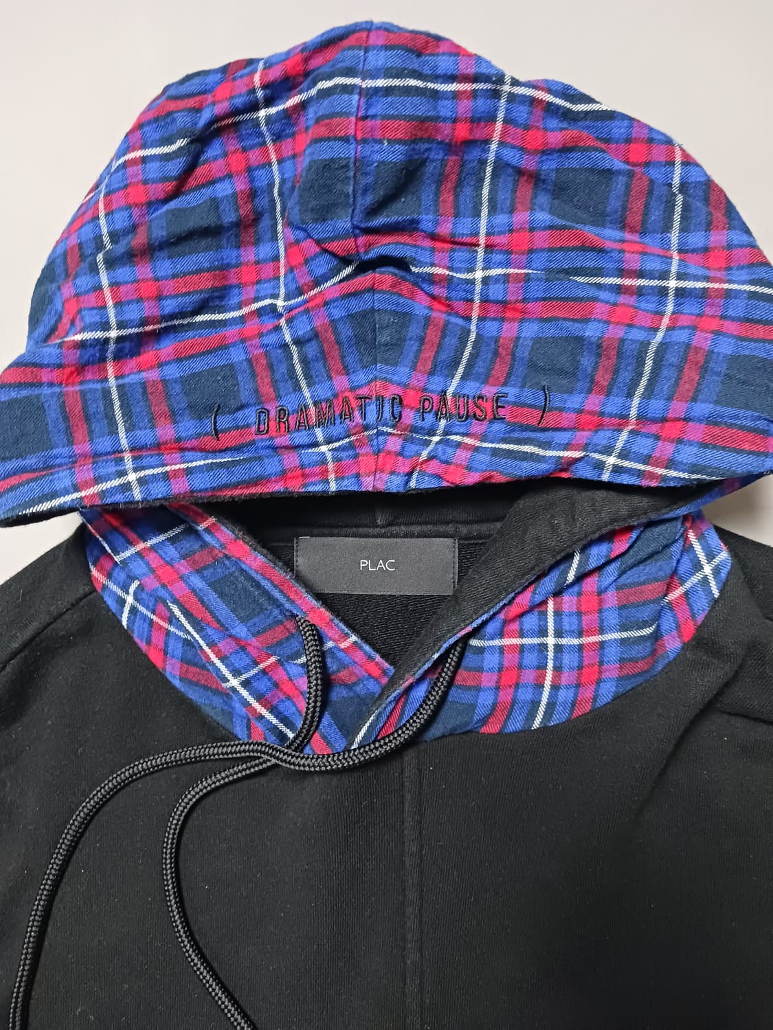 [L] PLAC 블랙 체크 레이어드 후드티 상품이미지2