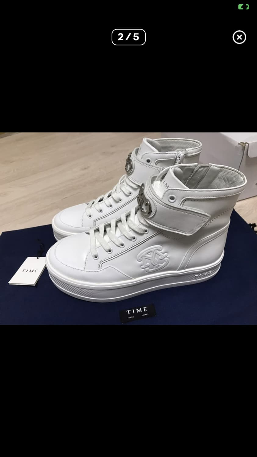 새상품 TIME 타임 한섬 디올 스타일 가죽 하이탑 스니커즈 240 사이 상품이미지2