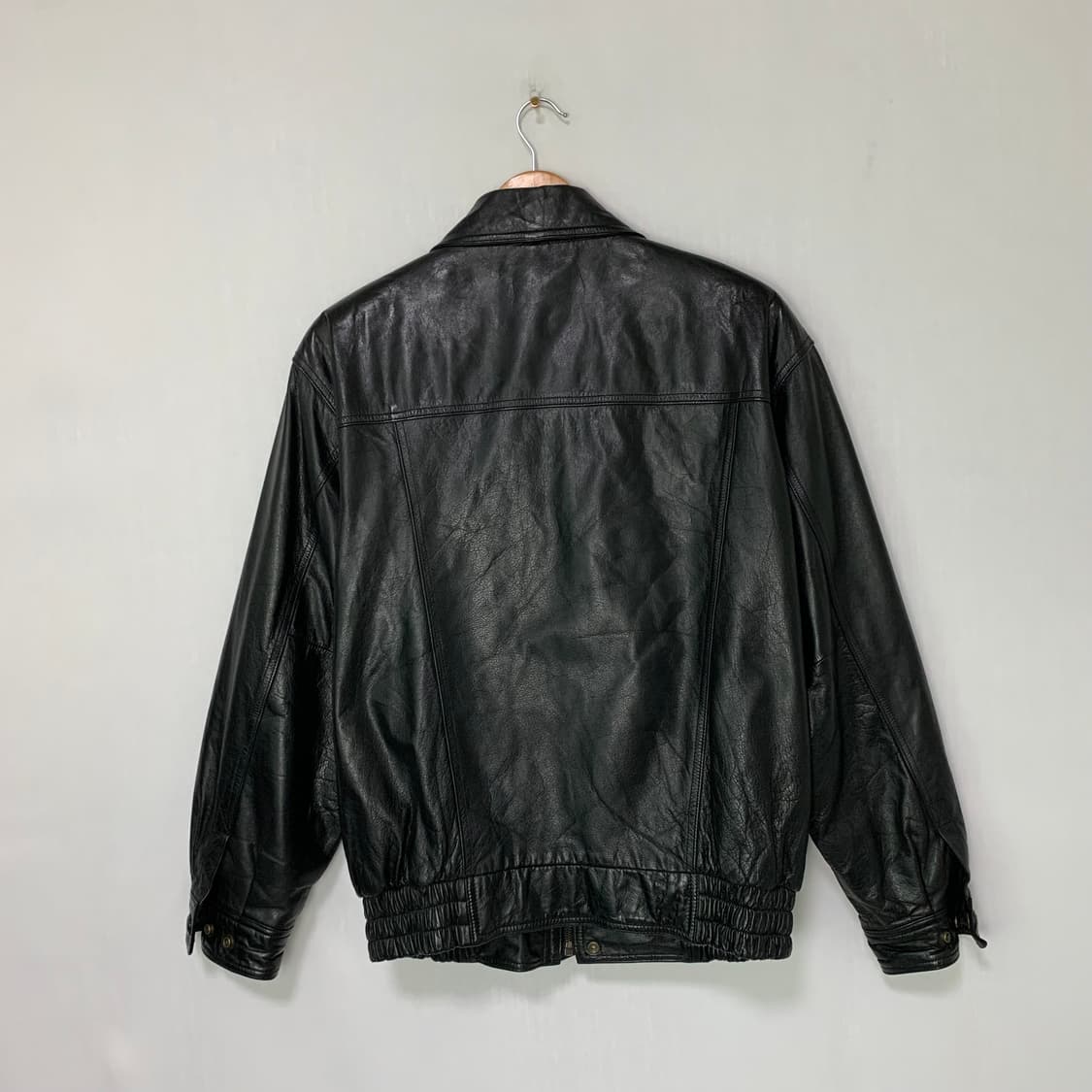 블랙 리얼 레더 소가죽 봄버 자켓 빈티지 남녀공용 95 상품이미지8