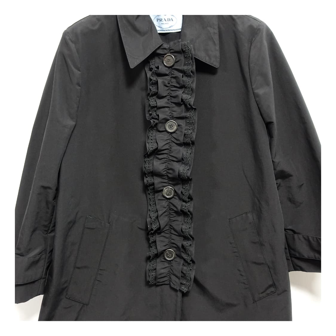 [40.L] PRADA 프라다 프릴 러플 스텐칼라 트렌치 코트 상품이미지6